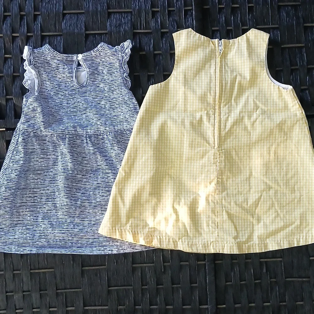 Sophie Rose Yellow Gingham Little Me Blue/White Girls Sun Dresses SZ 18 Mo